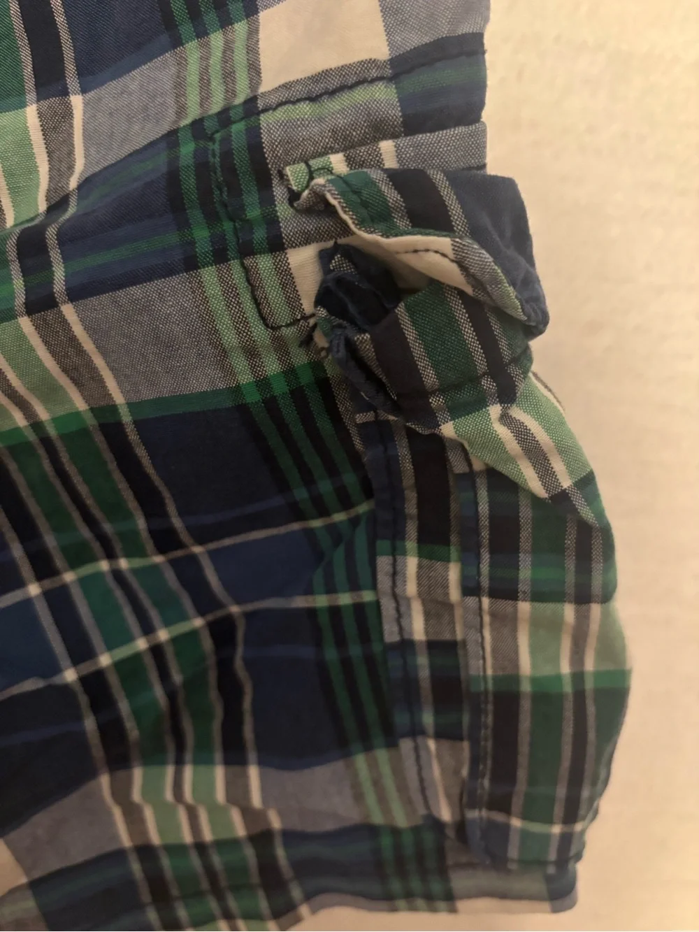 The Children's Place Blue Green Plaid Cargo Boys Shorts Size 8